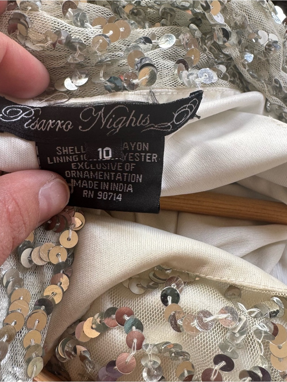Pisarro Nights Ivory Sequin  Dress
